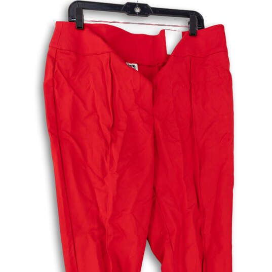 NWT Womens Red Flat Front Slim Fit Straight Leg Ankle Pants Size 14 image number 2