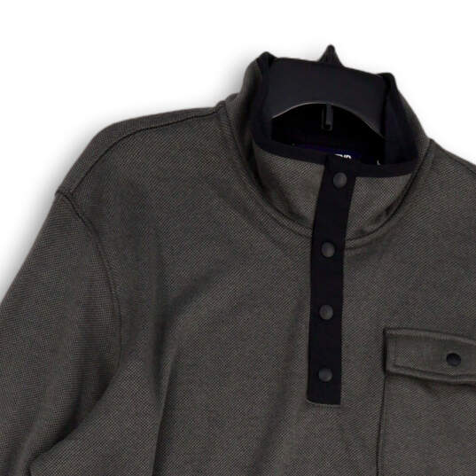 Mens Gray Mock Neck Front Pocket Long Sleeve Pullover Sweatshirt Sz L 42-44 image number 3