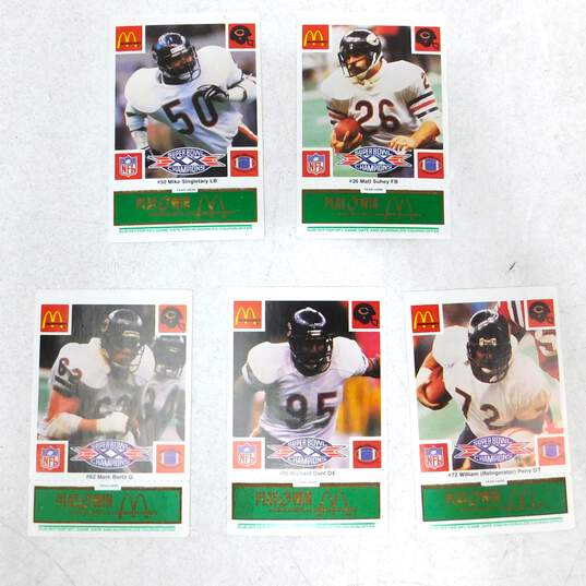 VTG 1986 McDonald's Chicago Bears Unscratched Green Tab Super Bowl Cards Walter Payton The Fridge image number 2