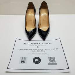 AUTHENTICATED Christian Louboutin Black Patent Leather Pumps Size 39.5