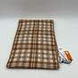 NWT Timberland Womens Brown White Plaid Ribbed Knitted Fringe Rectangle Scarf image number 1