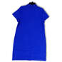 Womens Blue Short Sleeve 1/4 Zip Spread Collared Golf Mini Dress Size XL image number 2