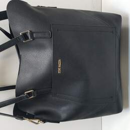 Steve Madden Black Faux Leather Large Travel Weekender Shoulder Shopper Tote Bag