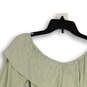 NWT Womens Celery Green Off The Shoulder Bell Sleeve Cropped Blouse Top XS image number 4