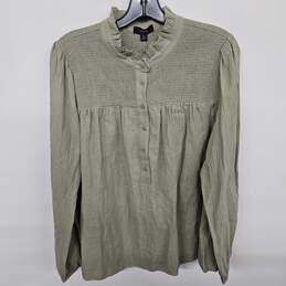 J Crew Green Half Button Long Sleeve Shirt