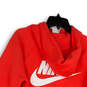 Womens Orange Long Sleeve 1/4 Zip Kangaroo Pocket Pullover Hoodie Size M image number 4