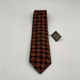 NWT Mens Orange Silk Four-In-Hand Adjustable Pointed Designer Neck Tie