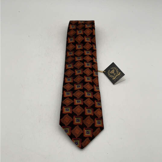 NWT Mens Orange Silk Four-In-Hand Adjustable Pointed Designer Neck Tie image number 1
