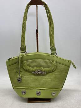 Unbranded Line Green Genuine Leather Shoulder Bag