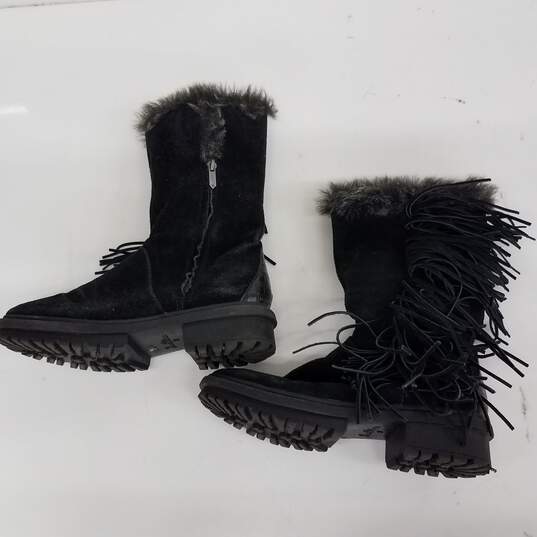 Sam Edelman Tilden Faux Fur Fringe Black Suede Boots Size 7 image number 1
