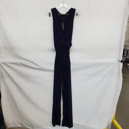 Nik And Nash Navy Blue Belted Sleeveless Jumpsuit WM Size L NWT
