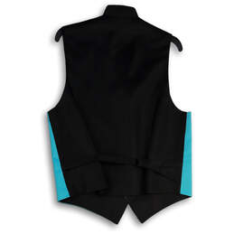 NWT Mens Blue Black V-Neck Welt Pocket Button Front Suit Vest Size Medium alternative image
