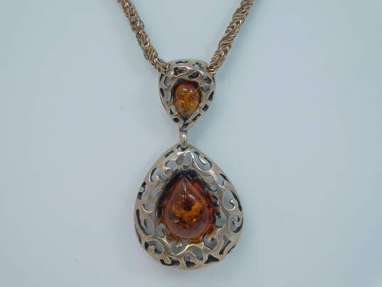 Sterling Silver Amber Rustic Jewelry 20.6g image number 2