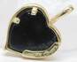 Fancy 10k Yellow Gold Onyx Leaf Etched Heart Pendant 2.4g image number 7