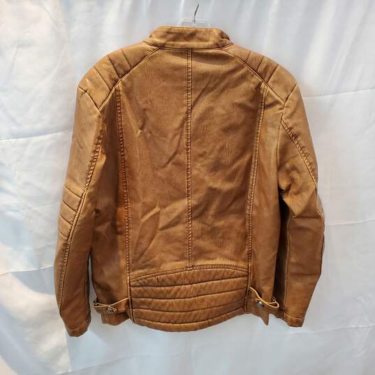 Chou Yatou Full Zip Brown Faux Leather Jacket Size M image number 2