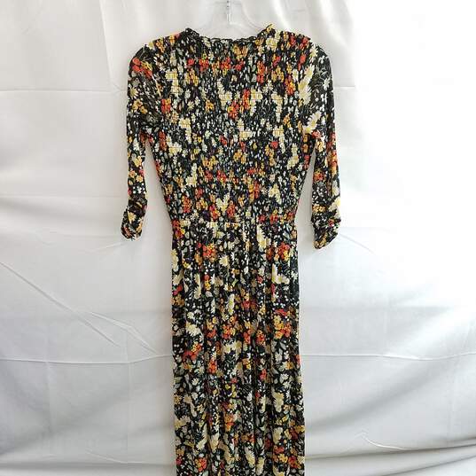 Anthropologie Maeve Women's Black Floral Omya Smocked Maxi Dress Size XS image number 2