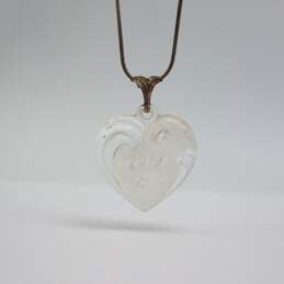 Sterling Silver Glass Heart Pendant 23 1/2 Inch Necklace 18.2g