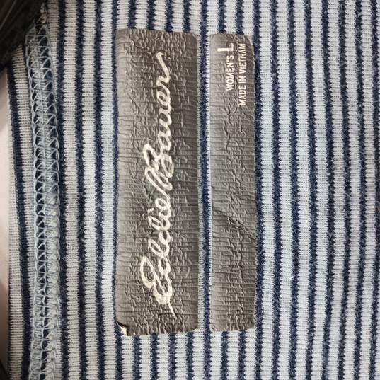 Eddie Bauer Women's Stripped Cotton Blend Crew/V-Neck Pullover 3/4 Sleeve Sweater Size L image number 4