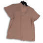 NWT Womens Beige Cap Sleeve Neck Tie Regular Fit Pullover Blouse Top Sz XS image number 2