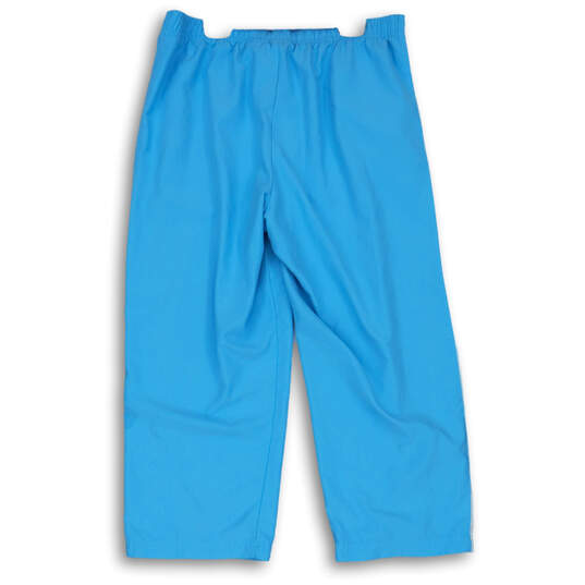 Womens Blue Elastic Waist Straight Leg Stretch Pull-On Capri Pants Size L image number 2