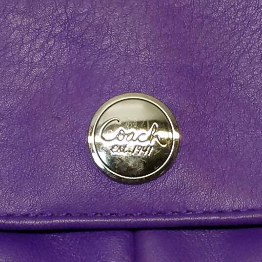 COACH Purple Leather Flap Card Organizer Clutch Wallet Wristlet image number 3
