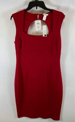 NWT Cache Womens Red Sleeveless Square Neck Knee Length Sheath Dress Size 12