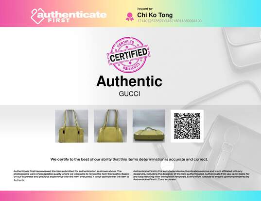 Authentic Gucci Lime Yellow Handbag image number 9