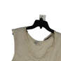 NWT Womens Beige Scoop Neck Ruffled Stretch Sleeveless Blouse Top Size M image number 3