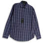 NWT Mens Blue Plaid Long Sleeve Spread Collar Button-Up Shirt Size Medium image number 1