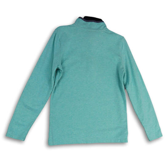 Womens Green Mock Neck Long Sleeve Pullover Classic Sweatshirt Size Small image number 2