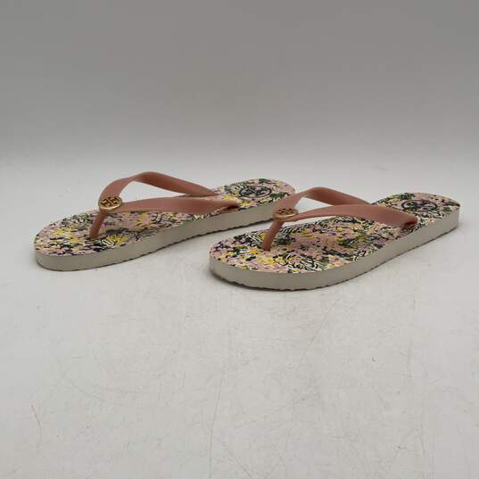 Tory Burch Womens Multicolor Floral Monogram Slip-On Flip Flop Sandals Size 8 image number 1
