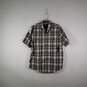 Mens Plaid Short Sleeve Flap Pockets Collared Button-Up Shirt Size Large image number 1