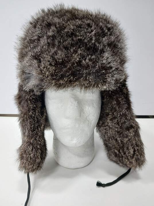 Unbranded Gray Fur Trapper Hat image number 1