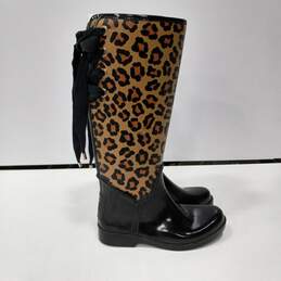 Cach Women's Leopard Print Black Boots Size 6B alternative image