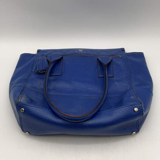 Womens Blue Leather Bottom Studded Double Handle Tote Handbag Purse image number 1