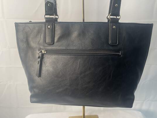 INC Black Leather Satchel Bag image number 3