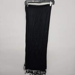 Black Scarf With Tassels and Embellishments