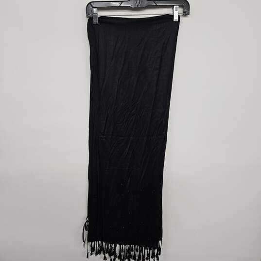 Black Scarf With Tassels and Embellishments image number 1