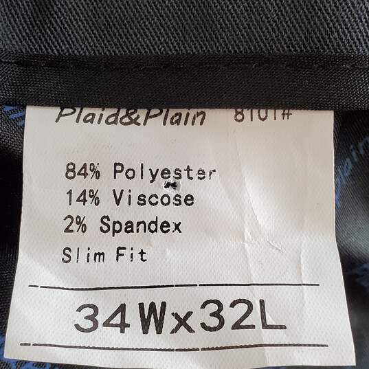 Plaid & Plain Men Charcoal Dress Pants Sz 34 NWT image number 3