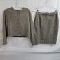 Carmen Marc Valvo 2 Piece Grey Embroidered Wool Blend Skirt Suit Size 4 image number 1
