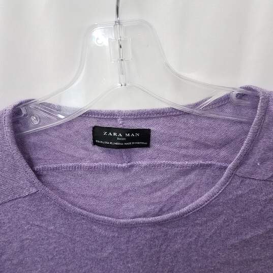 Zara Man Basic Purple Stretch Pullover Sweater Size XL image number 3