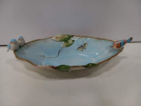 Fitz & Floyd Toulouse Birds Oval Ceramic Centerpiece Bowl image number 1