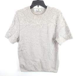 Valentino Women Grey Knitted Short Sleeve Top M