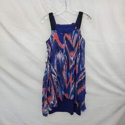 Sangria Multicolor Lined High Low Hem Beaded Sleeveless Dress WM Size 4 NWT