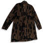 Womens Brown Black Pockets Long Sleeve Open Front Cardigan Size L image number 2