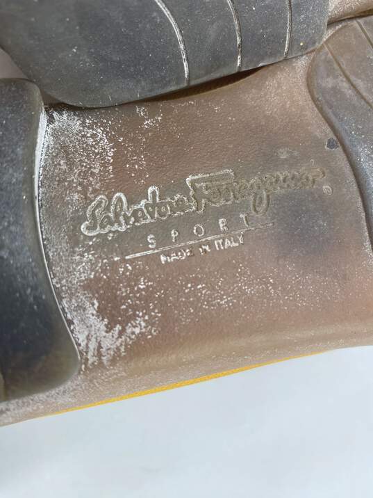 Authentic Salvatore Ferragamo Mustard Leather-Trim Loafer W 8B image number 7