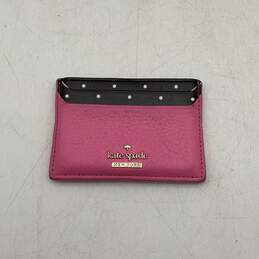 Kate Spade New York Womens Multicolor Polka Dot Leather Card Holder Wallet