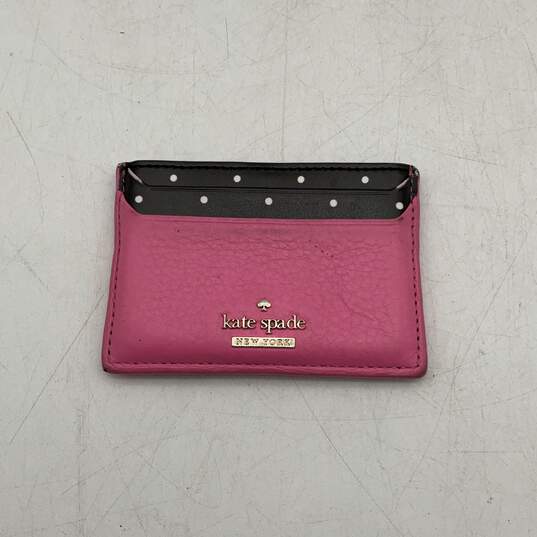 Kate Spade New York Womens Multicolor Polka Dot Leather Card Holder Wallet image number 1