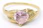14K Yellow Gold Pink & Clear Cubic Zirconia Heart Shaped Ring 2.2g image number 3