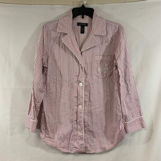 Women's Pink Striped Lauren Ralph Lauren Pajama Set, Sz. M image number 1